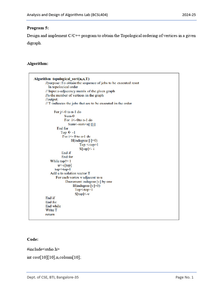 ADA Lab Program 5&6 | PDF | Applied Mathematics | Computer Programming
