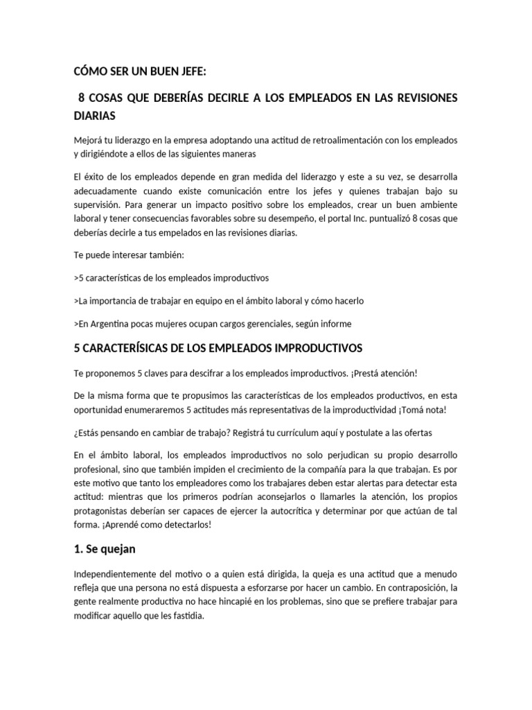 Cómo Ser Un Buen Jefe | PDF | Liderazgo