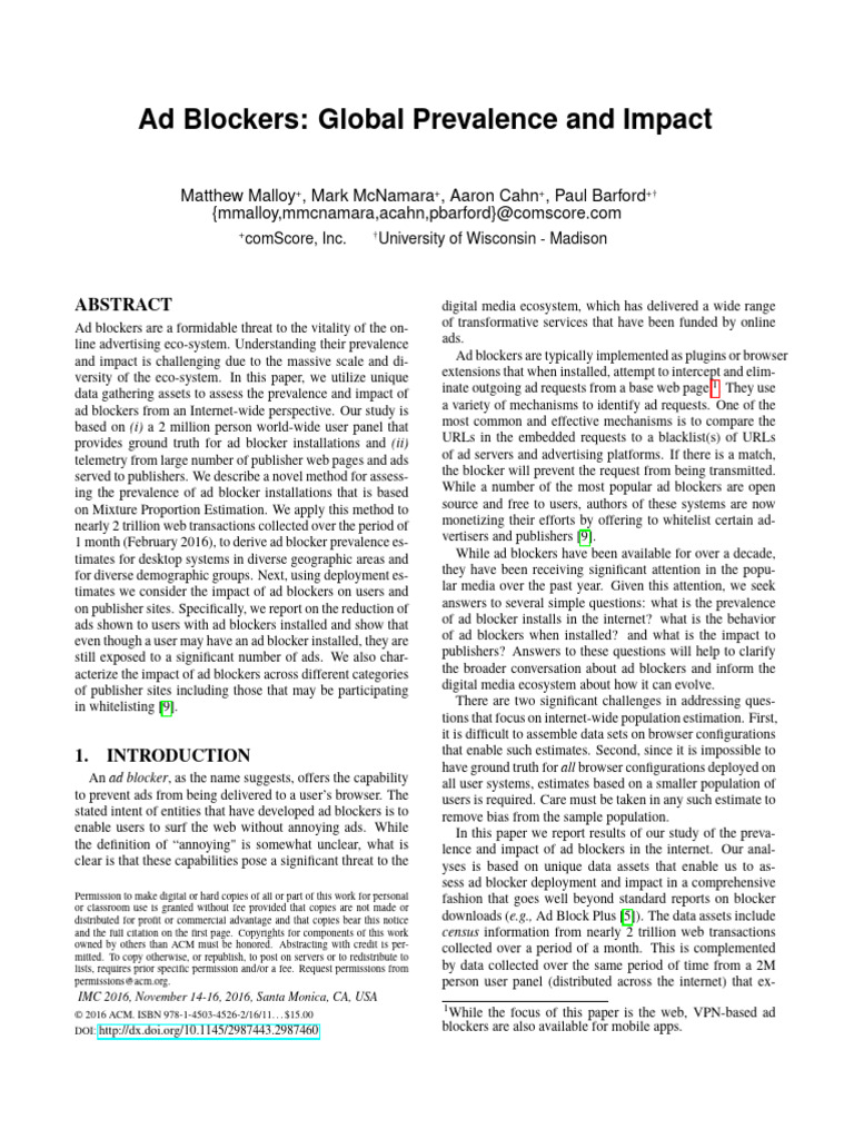 Global Ad Blocker Prevalence Study | PDF | Http Cookie | Histogram