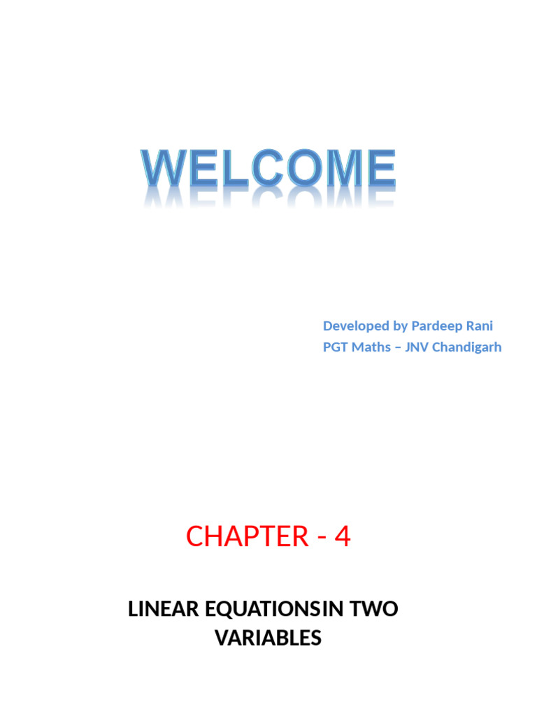 Linear Equations in Two Variables Guide | PDF | Cartesian Coordinate ...
