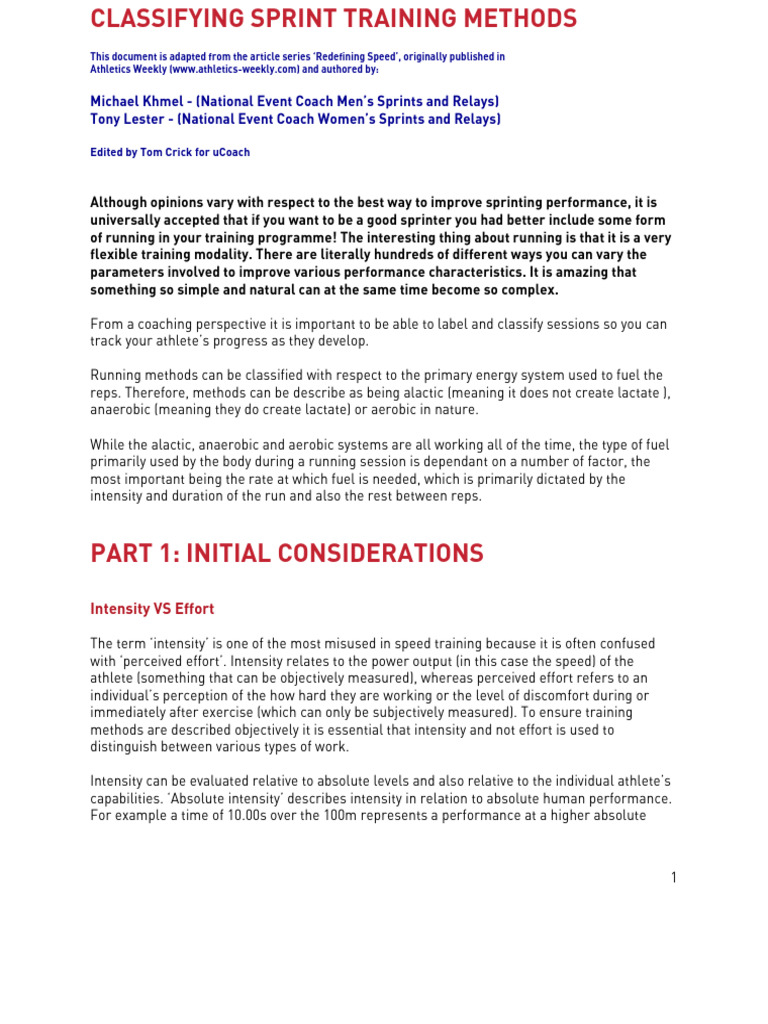 Sprint Training Methods Explained | PDF | Running