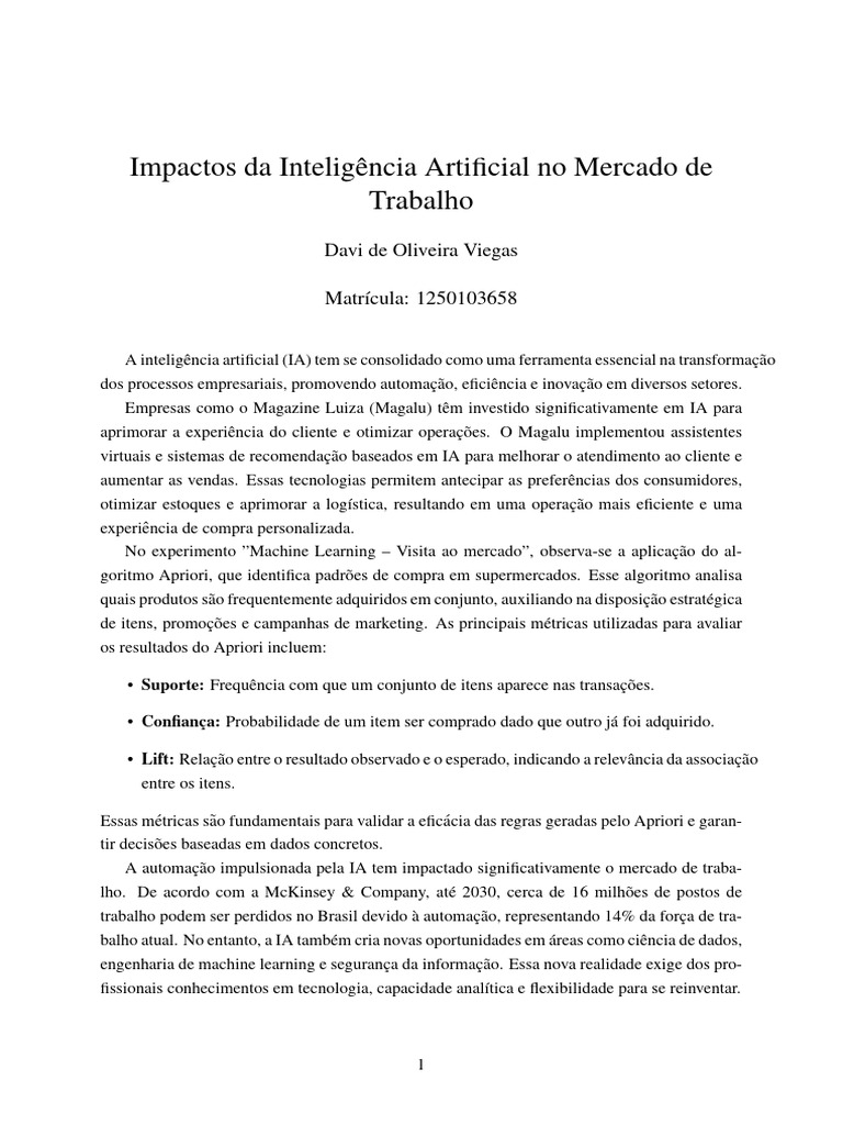 Impactos da IA no Mercado de Trabalho | PDF | Mercado (economia ...