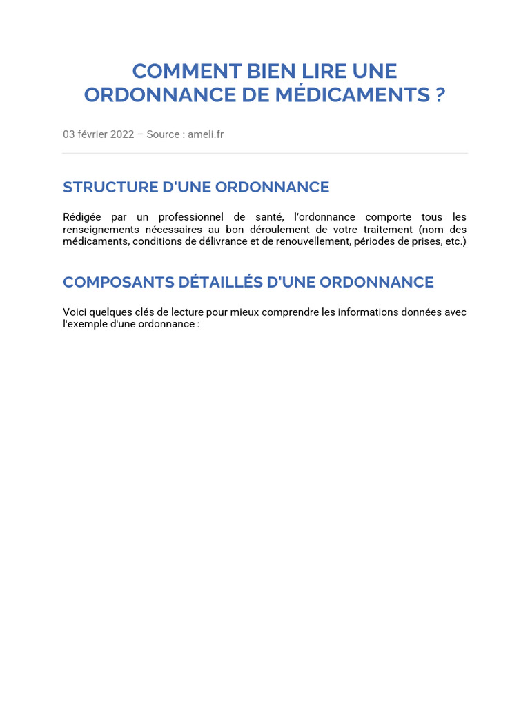 Lire une ordonnance médicale facilement | PDF | Professionnel de la ...