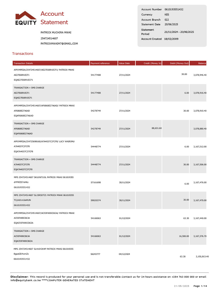 Statement 250521 194242.docxNEW | PDF | Credit Card | Debits And Credits