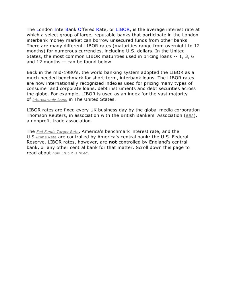 Understanding LIBOR Rates Explained | PDF