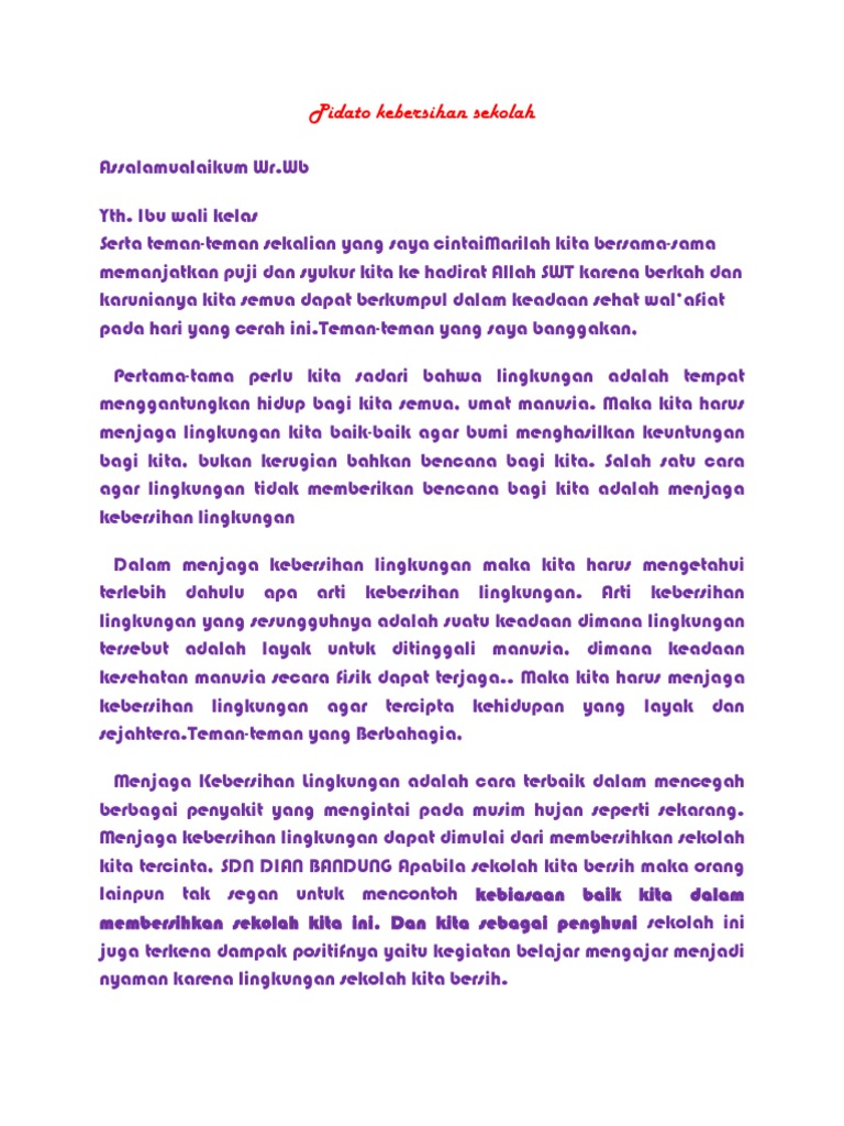 Kumpulan Teks Pidato Tentang Lingkungan Sekolah Kumpulan Referensi Teks Pidato