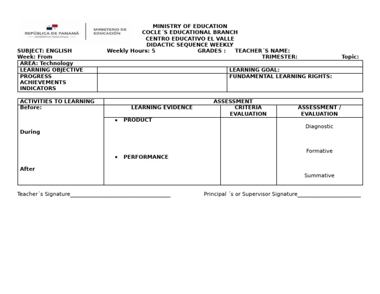 Weekly English Didactic Sequence Template | PDF