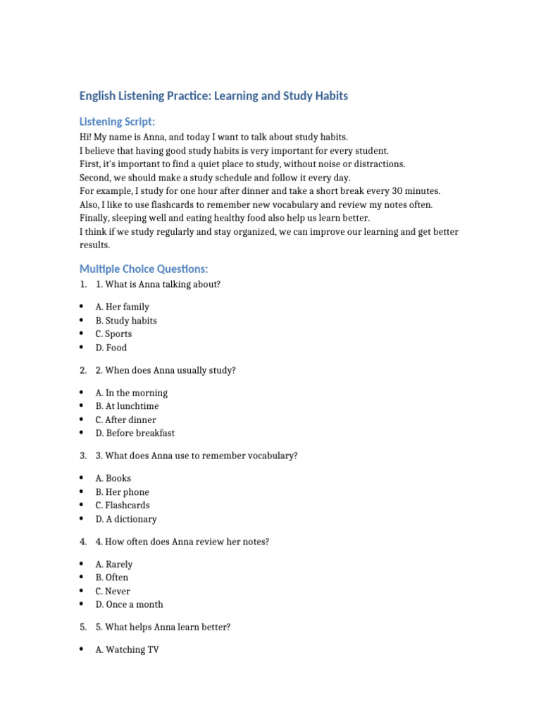 Effective Study Habits for Students | PDF