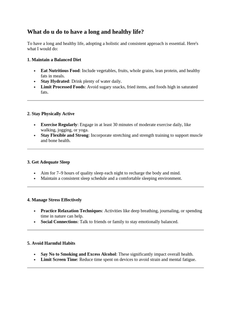Tips for a Long and Healthy Life | PDF | Internet | Smartphone
