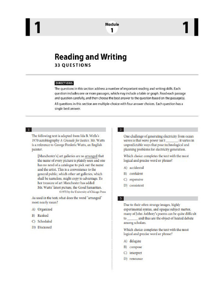 Digital SAT Practice Test 1 | PDF
