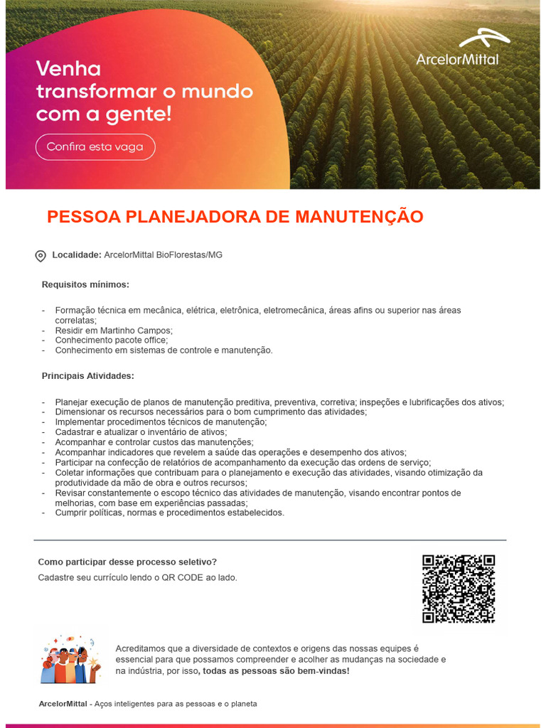 Vaga: Planejador de Manutenção | PDF