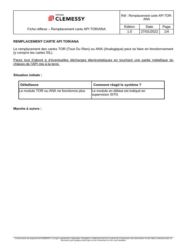 Remplacement carte API TOR/ANA Guide | PDF