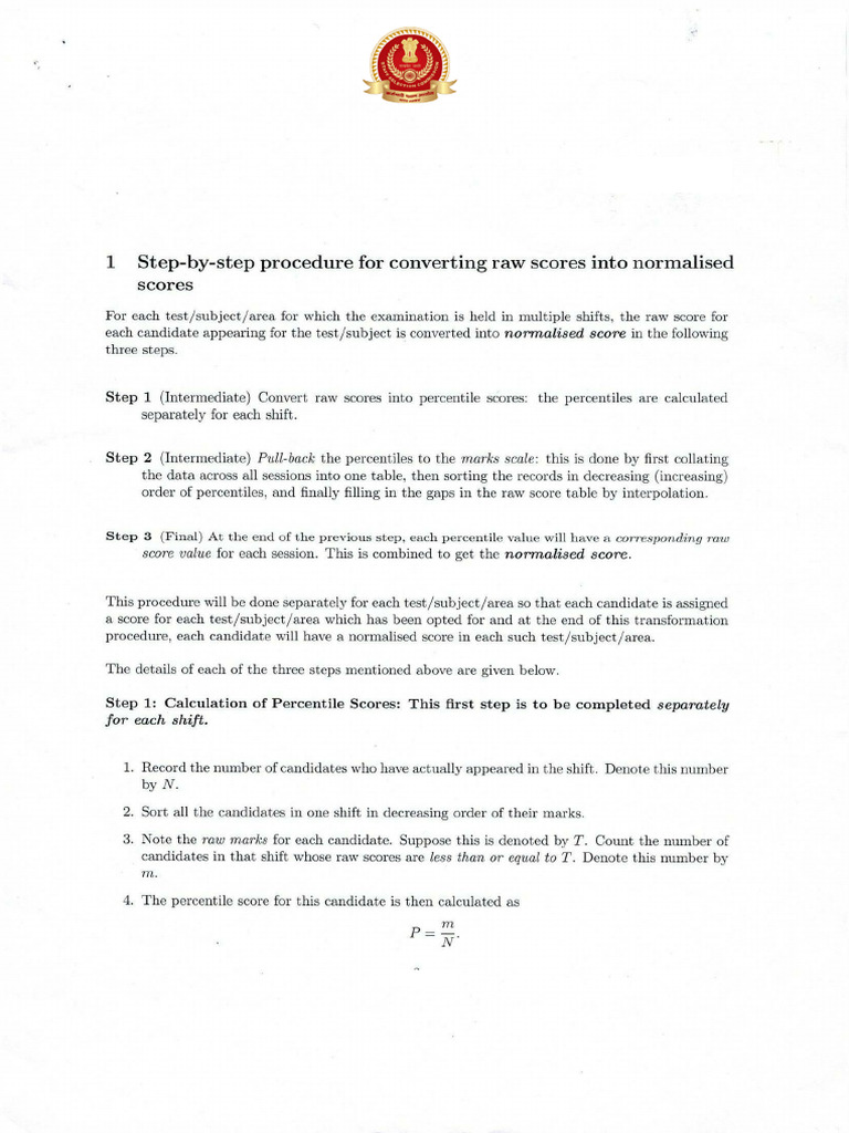 SSC Exam Normalization Process 2025 | PDF