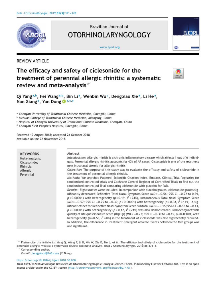Ciclesonide for Perennial Allergic Rhinitis | PDF | Clinical Trial ...