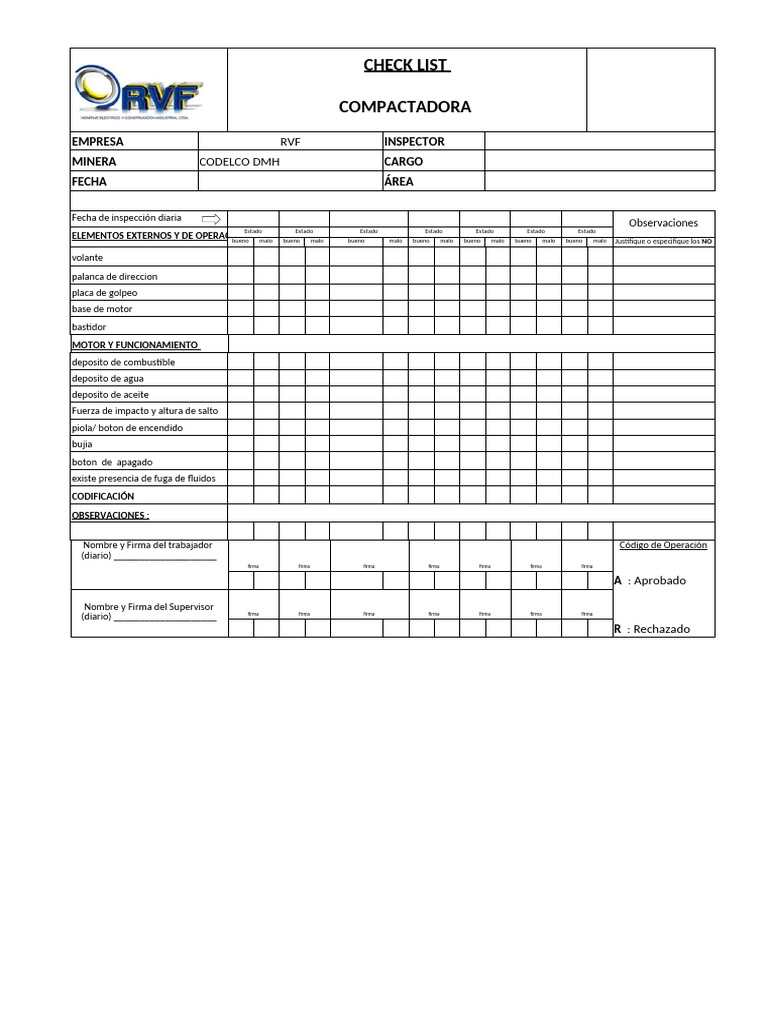 Check List Compactadora Tecnifuego | PDF