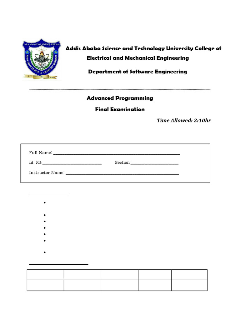 Advanced Programming Exam Guide | PDF | Software Development | Software ...