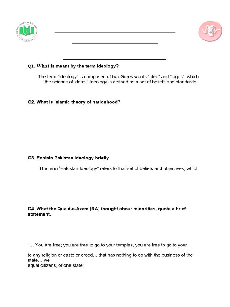 Short Qs of Chapter 1 New | PDF | Two Nation Theory