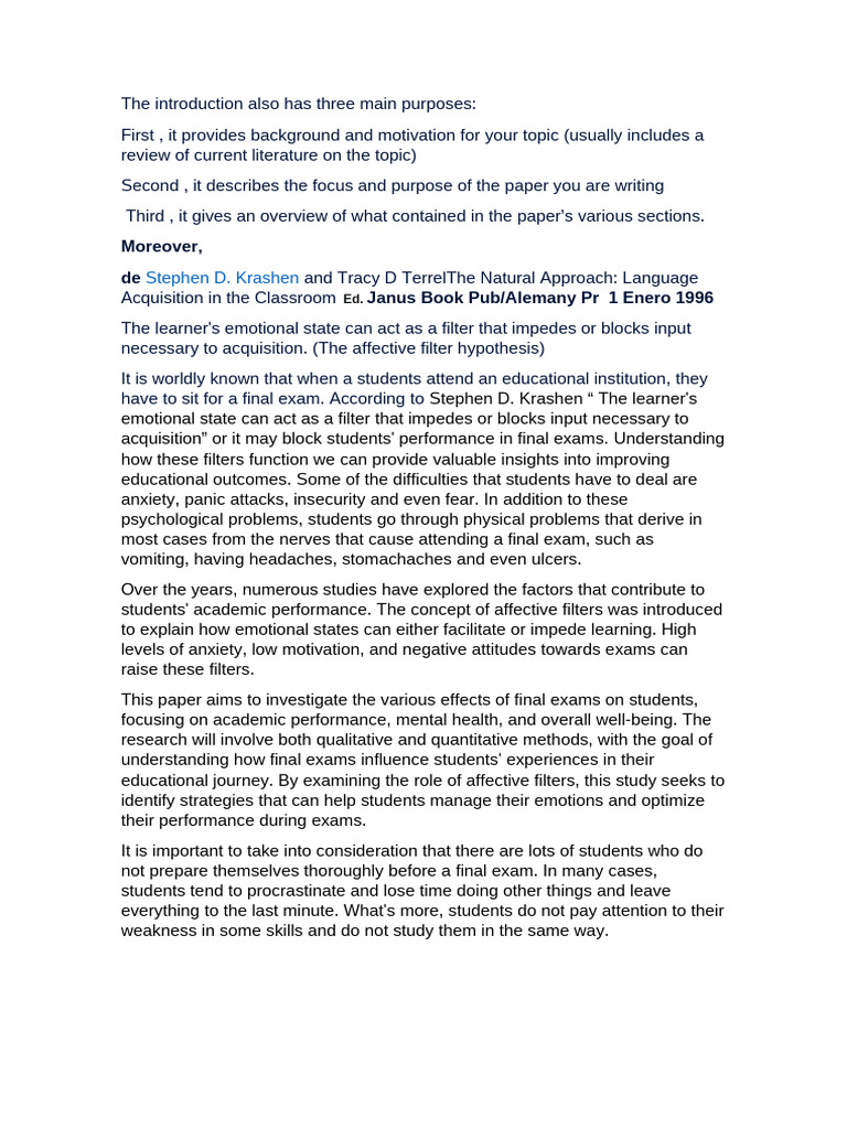 The Introduction Also Has Three Main Purposes | PDF | Psychology ...