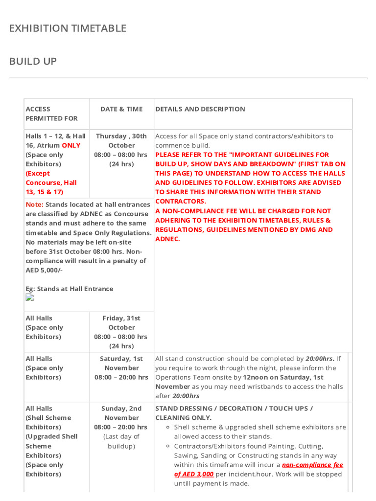 Exhibition Build-Up Guidelines | PDF | Regulatory Compliance | Door