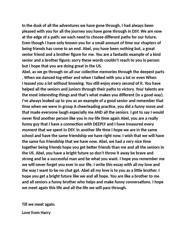 Abel Farewell Letter | PDF