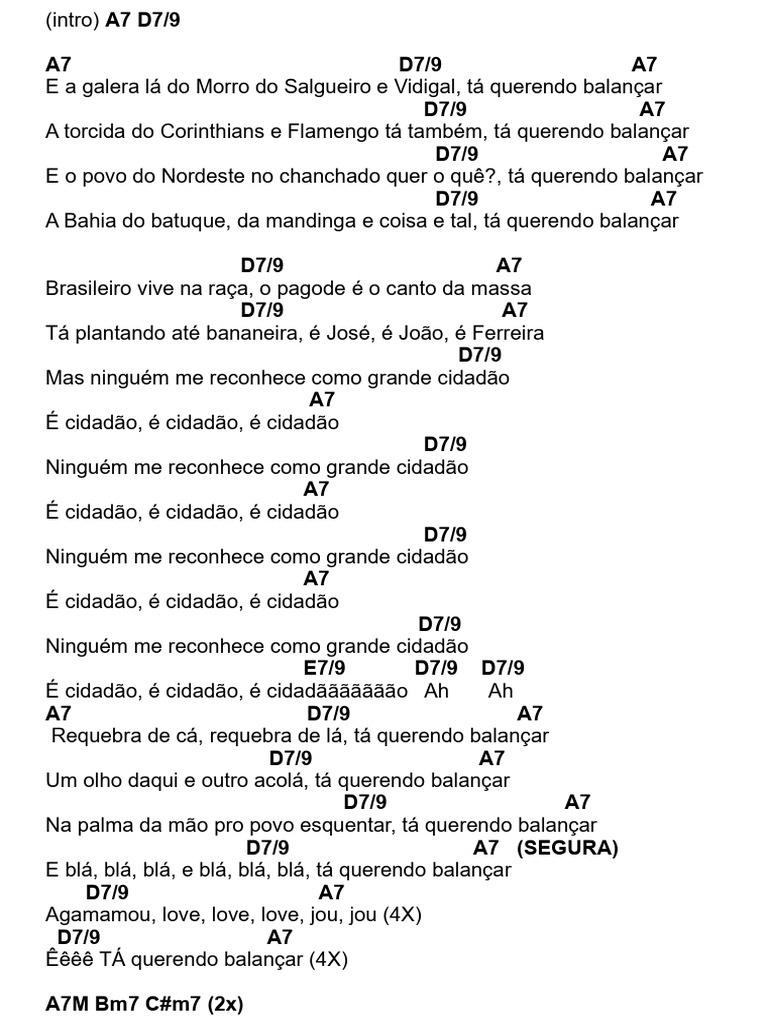 Letras de Músicas Brasileiras: Balada e Saudade | PDF