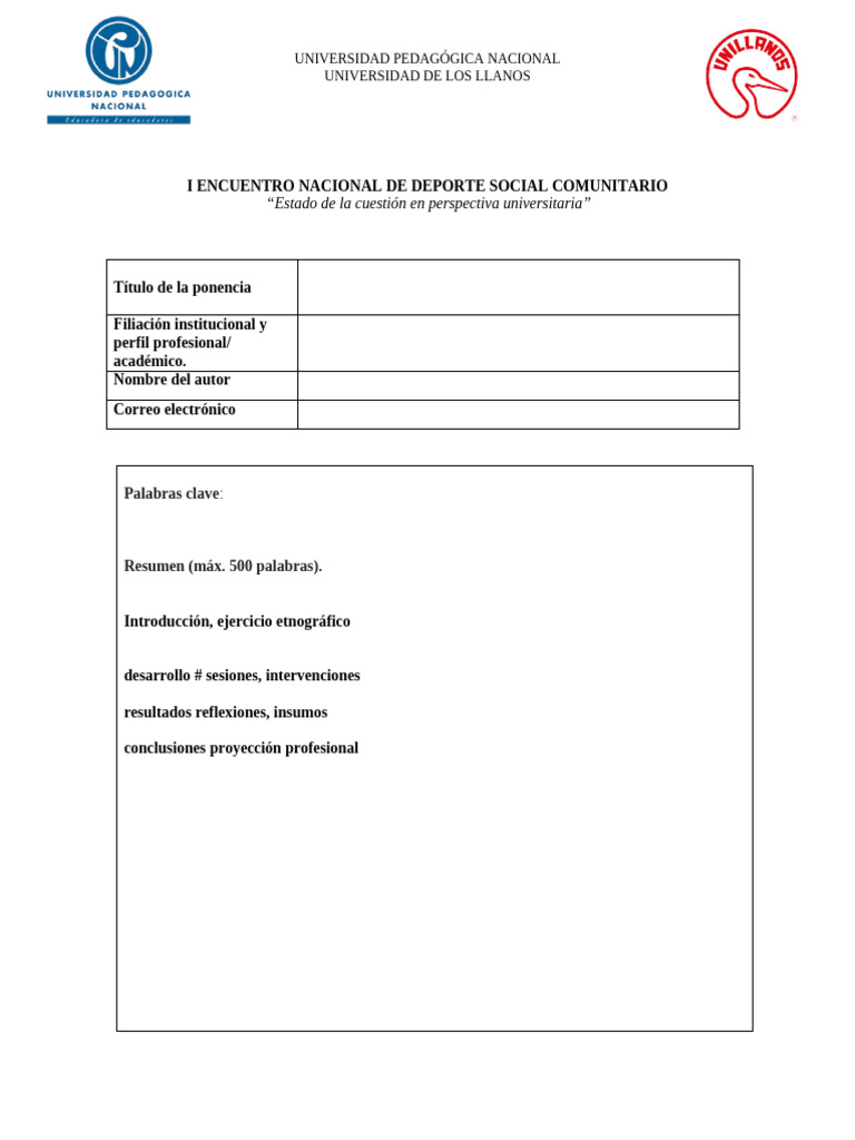 Formato Resumen de Ponencia | PDF