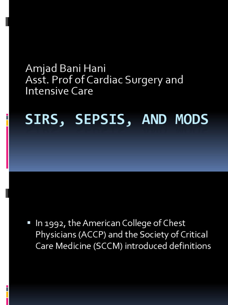 Understanding SIRS, Sepsis, and MODS | PDF | Sepsis | Intensive Care ...