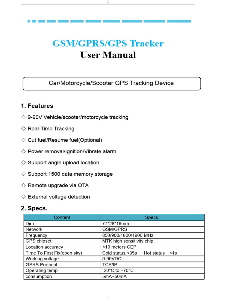 GPS Tracker User Manual and Setup Guide | PDF | General Packet Radio ...