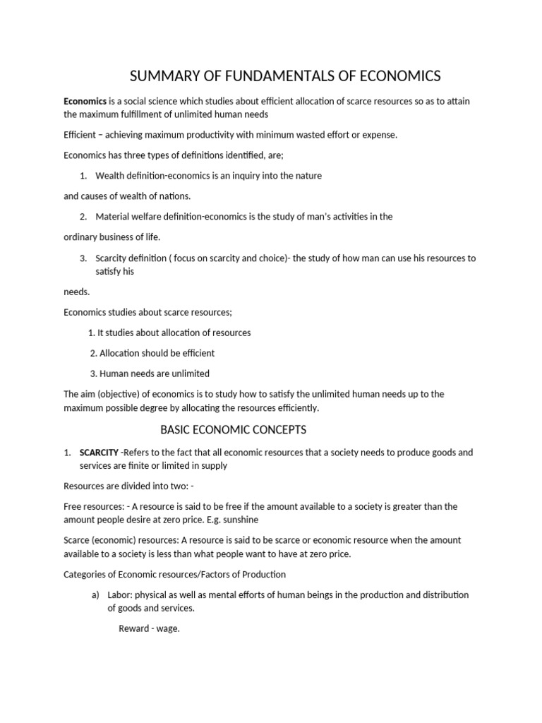 Fundamentals of Economics Overview | PDF | Elasticity (Economics) | Demand