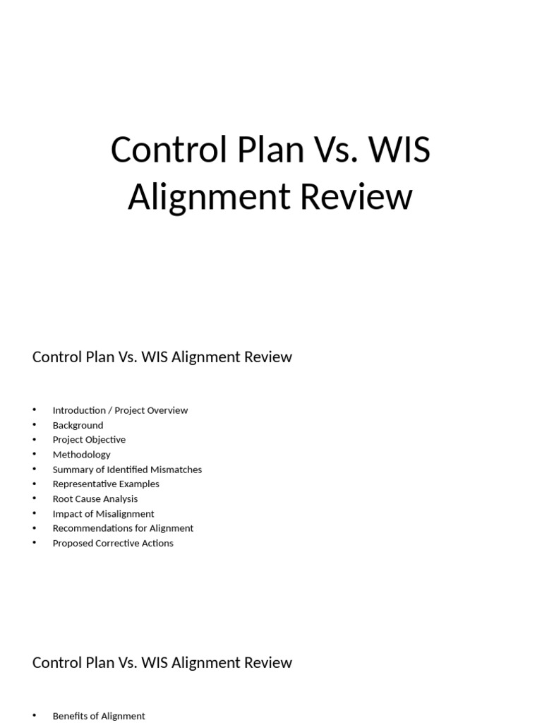 Control Plan and WIS Alignment Review | PDF | Component Object Model | Risk