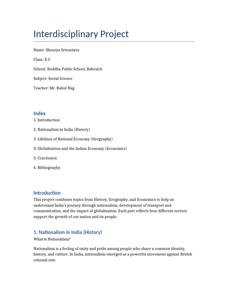 Class 10 Interdisciplinary Project on Globalisation | PDF ...