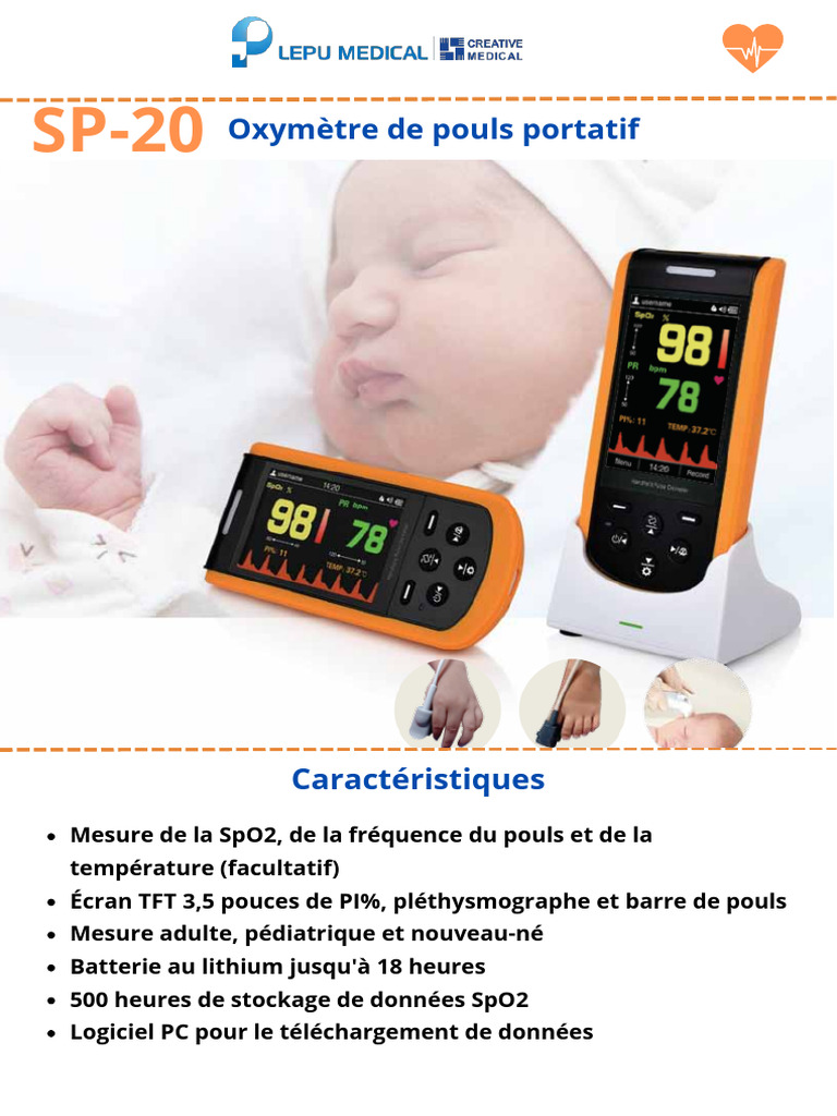 Oxymètre SP-20 : Mesure SpO2 et pouls | PDF