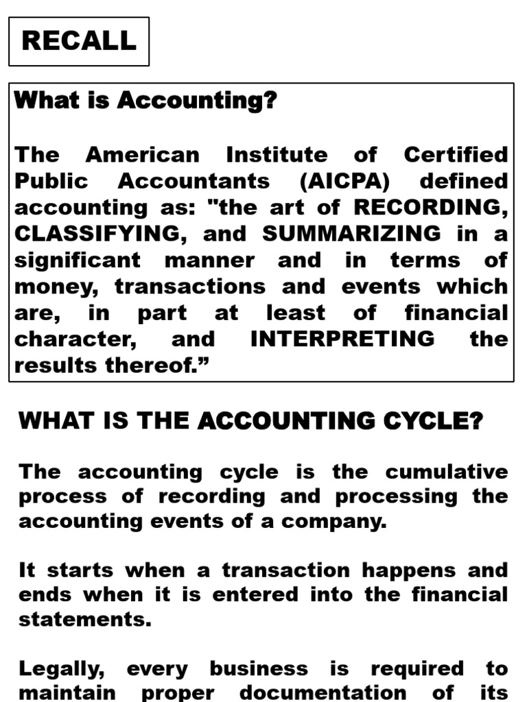 The Accounting Cycle Analyzing and Journalizing Transactions | PDF ...