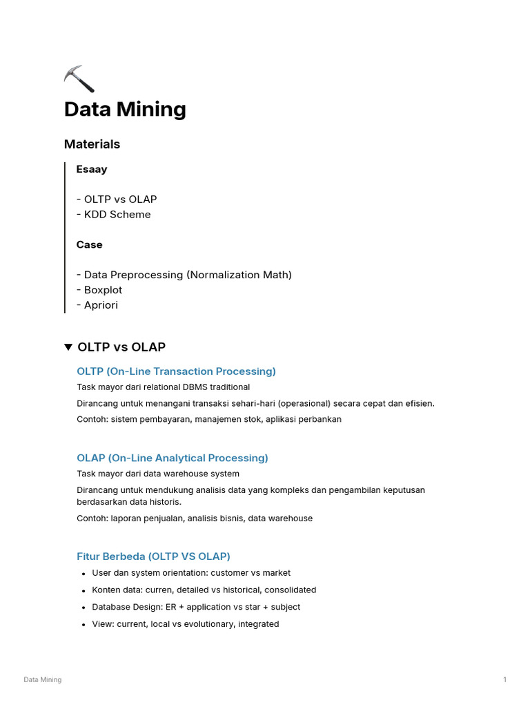 Perbandingan OLTP dan OLAP dalam Data Mining | PDF
