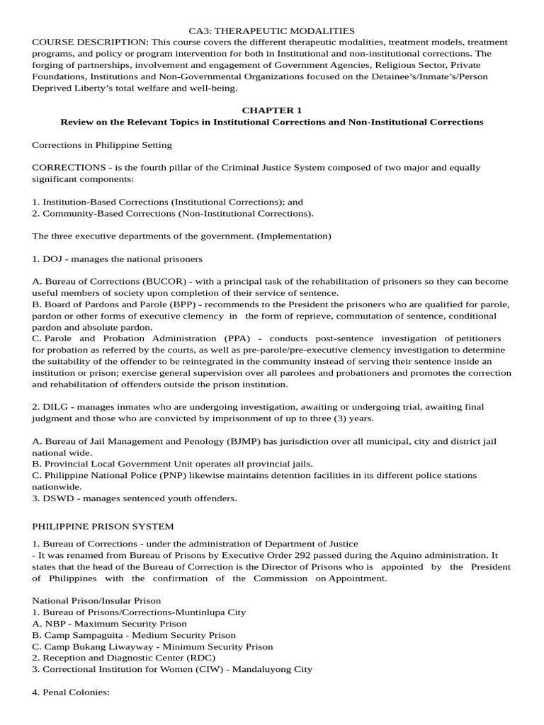 Therapeutic Modalities in Corrections | PDF | Pardon | Prison