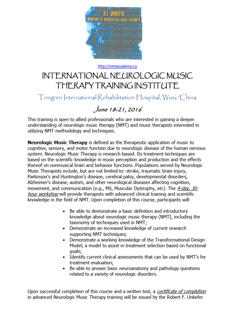 NMT Training Workshop Overview | PDF | Neurology | Physical Therapy