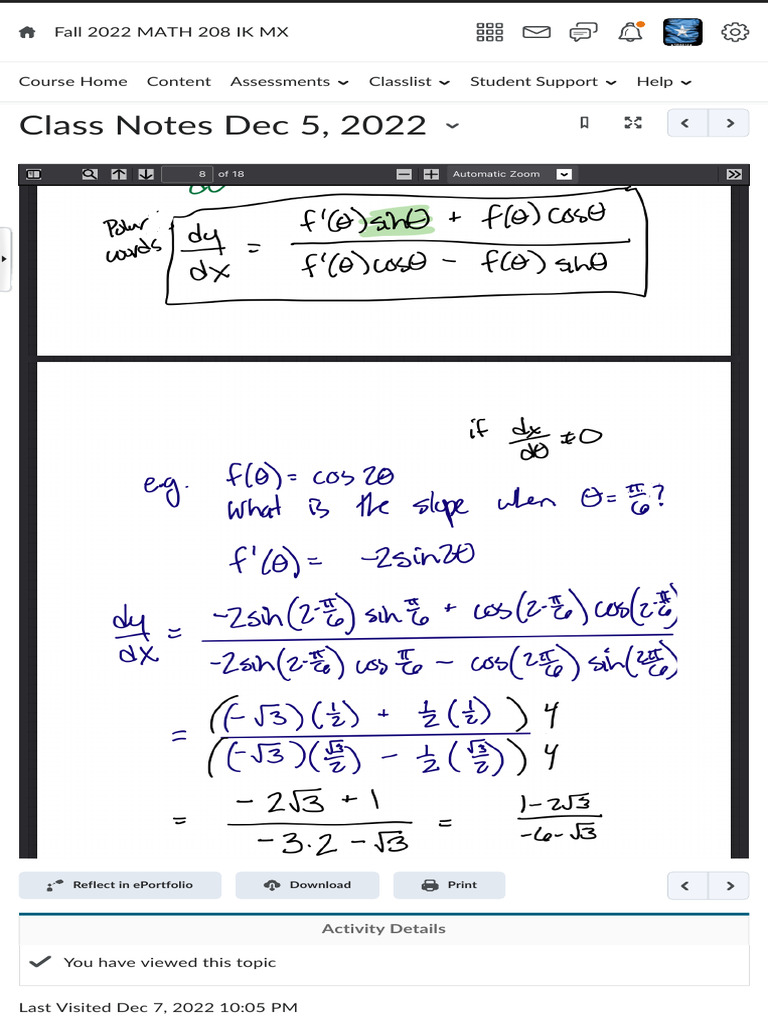 Class Notes Dec 5, 2022 - Fall 2022 MATH 208 IK MX | PDF