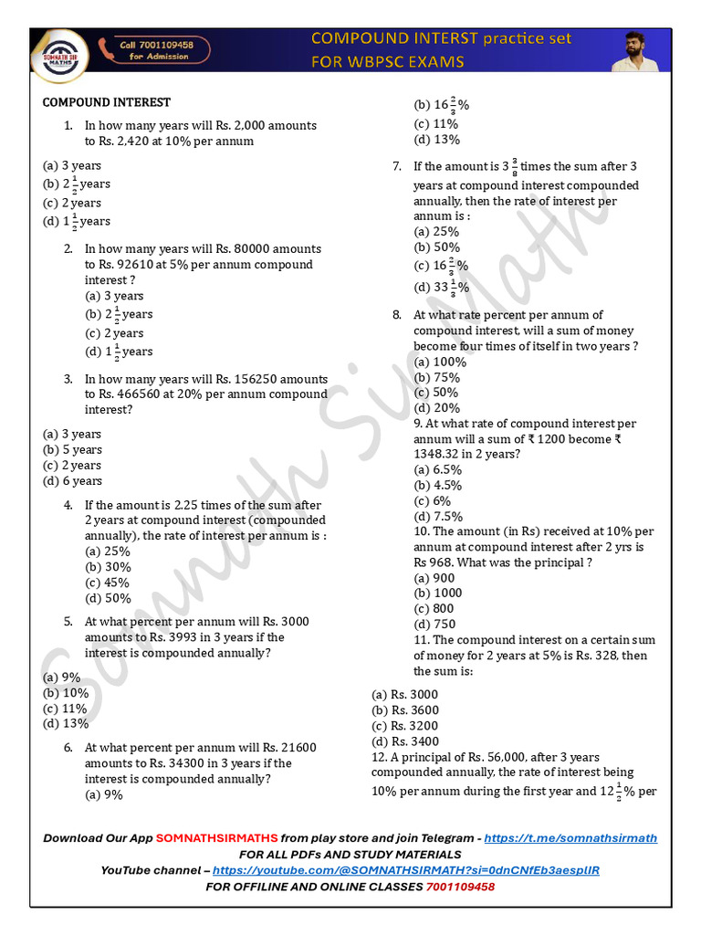 Compound Interest Practice Problems | PDF | Compound Interest | Interest