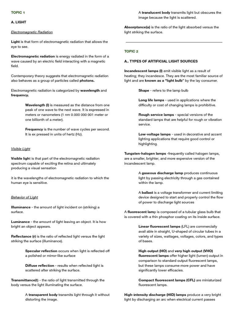Understanding Light and Lighting Design | PDF | Light | Fluorescent Lamp