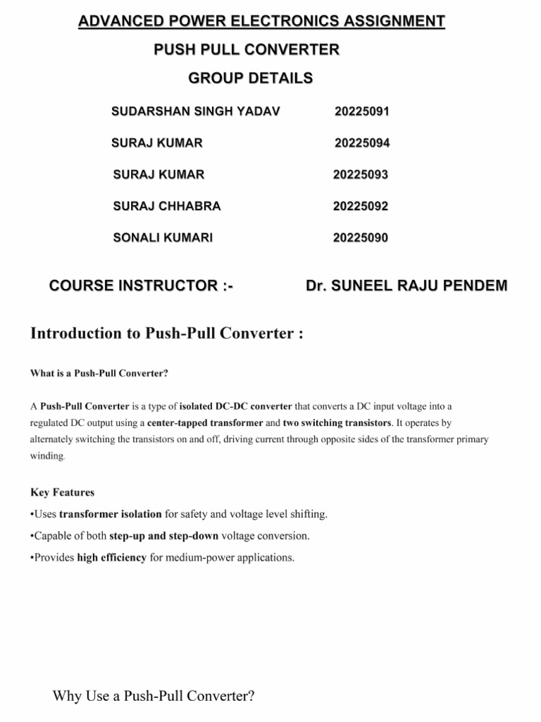 Push Pull Assignment | PDF | Transformer | Power (Physics)