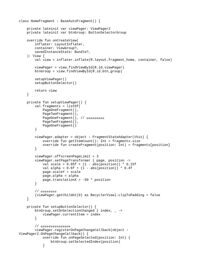 Android ViewPager2 Home Fragment Setup | PDF
