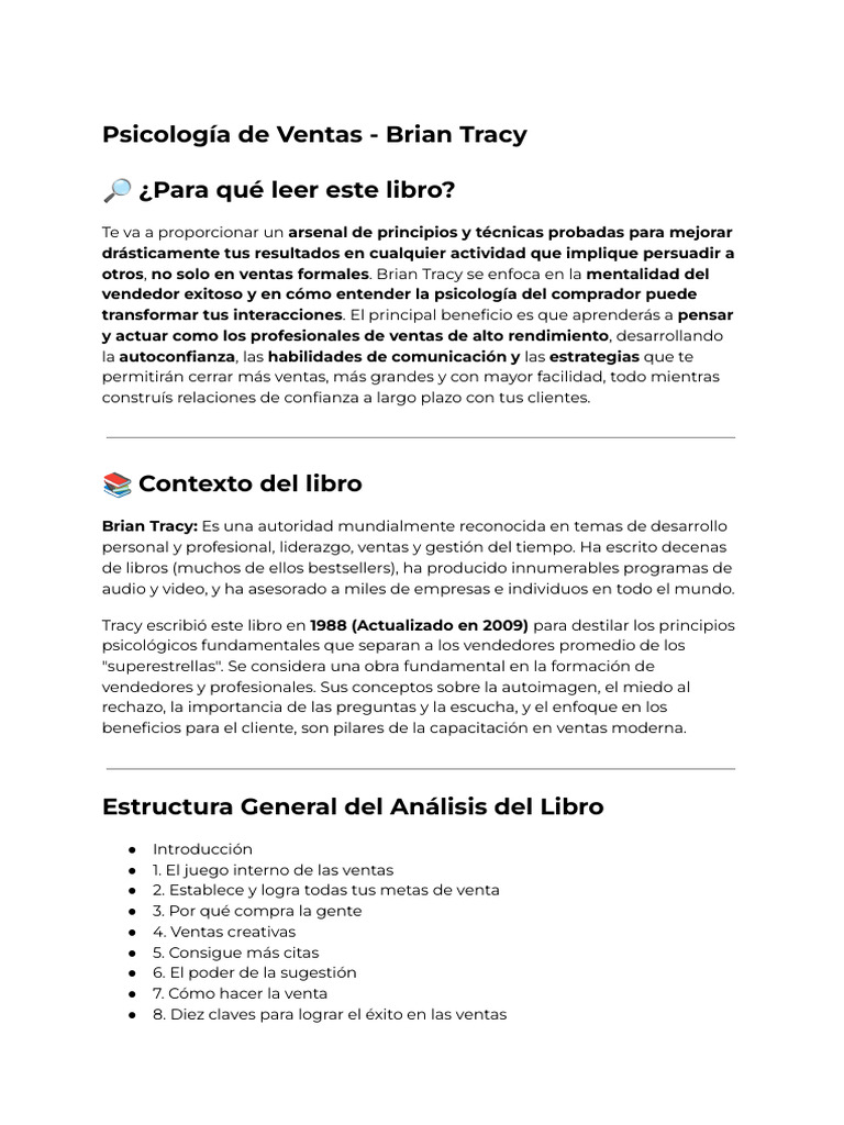 Psicología de Ventas de Brian Tracy | PDF | Creatividad | Cliente
