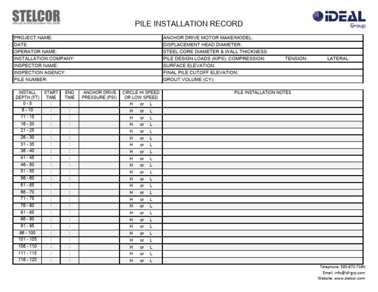 STELCOR DDM - Pile Installation Record | PDF | Deep Foundation ...