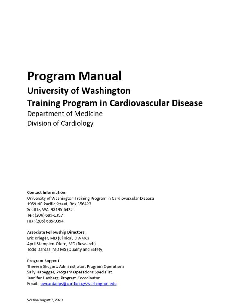 UW Cardiovascular Disease Fellowship Manual | PDF | Cardiology | Medicine