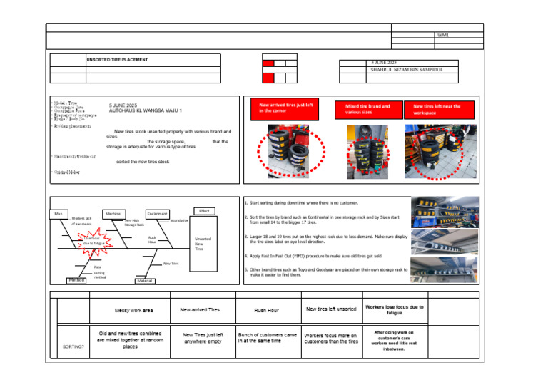 Root Cause Analysis for Tire Sorting Issues | PDF
