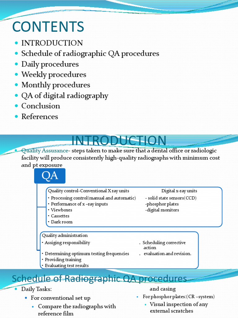 Quality Assurance in Dental Radiography | PDF | Radiography | X Ray