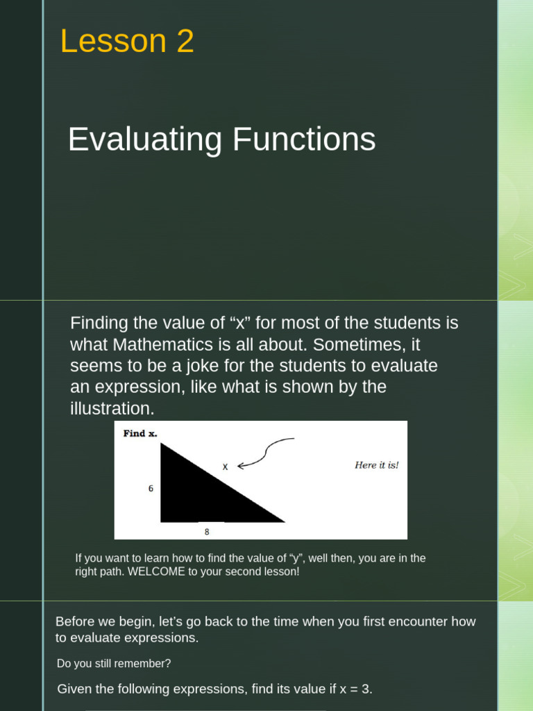 Lesson 2 - Evaluating Functions | PDF