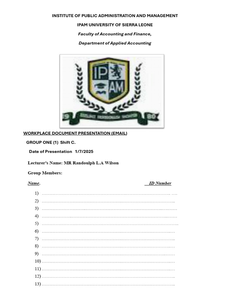 Présentation de document de travail IPAM | PDF