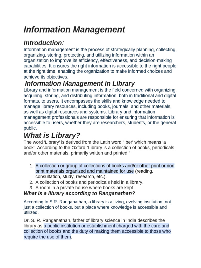 Understanding Information Management | PDF | Libraries | Information ...
