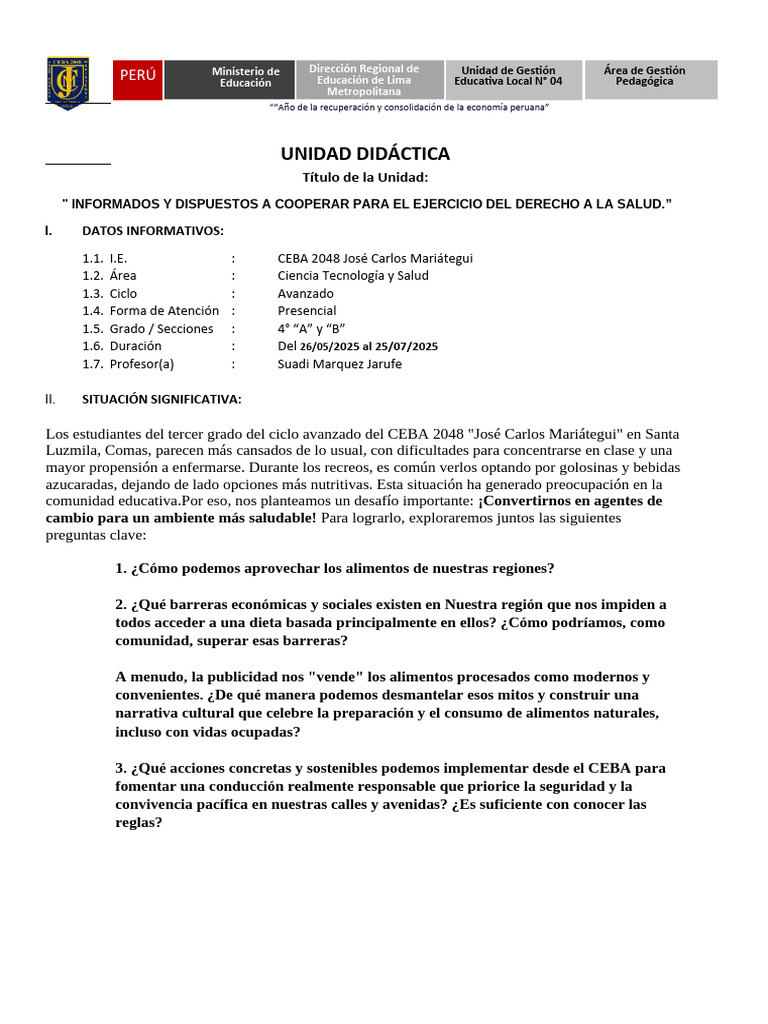 4° - UA - IIB - Area CTS | PDF | Nutrición | Dieta y nutrición